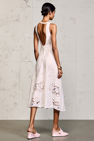 Robe ivoire dos nu dentelle